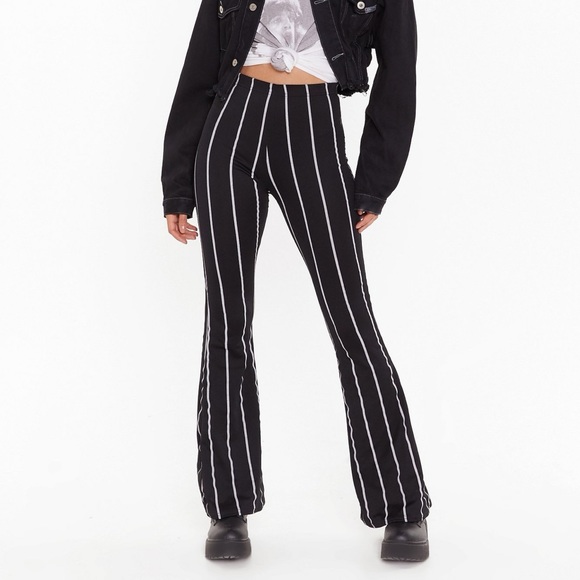 striped flared pants